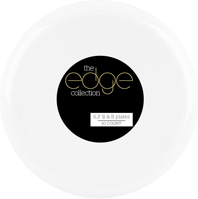 White Plastic Party Plates Edge Collection Premium heavyweight Elegant by PLASTICPRO