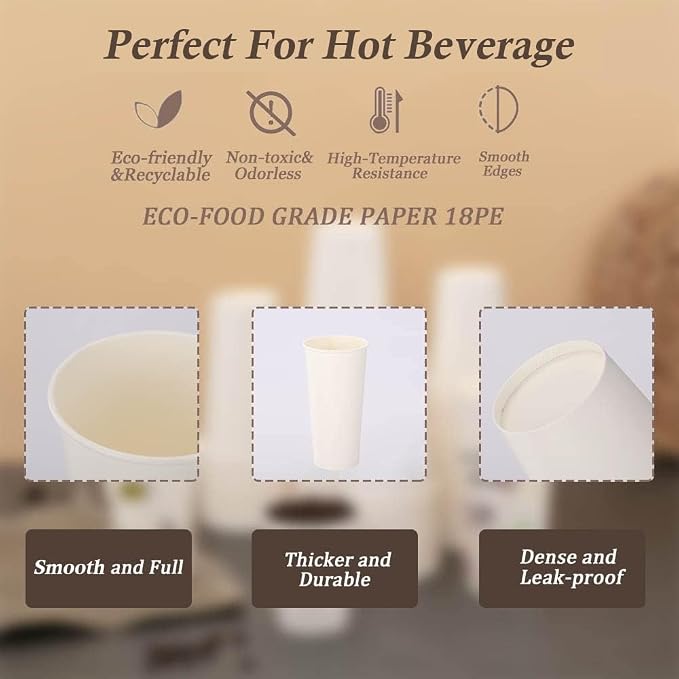 Lamosi 300 Pack Paper Cups 8 oz, Disposable Coffee Cups, Paper Coffee Cups | - Image 3