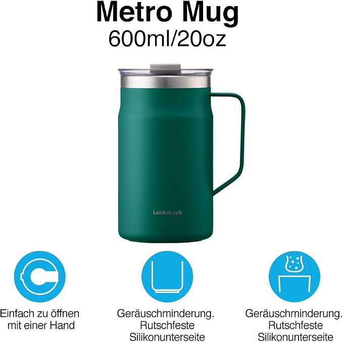LocknLock Metro Mug, Premium 18/8 Stainless Steel Metal, Double Wall Insulated - Image 3