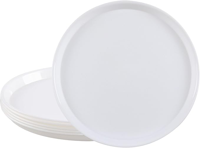 6 Packs Plastic Round Platter, 13.5-Inch Non-Slip Serving Tray Set | Restaurant by Yesdate