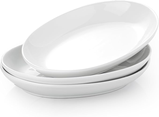 12 Inch Oval Serving Platters Set of 3, Deep Porcelain Oval Platter by Unknown
