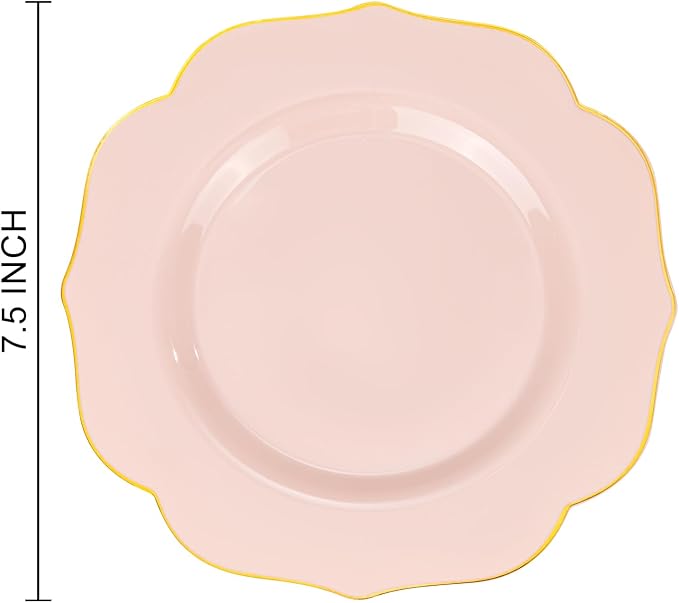 bUCLA 48Pieces Pink Plastic Dessert Plates - Image 2