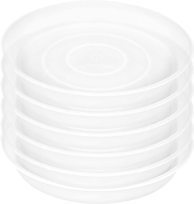 6 Pack of 8 inch Plant Saucer Clear, Heavy Duty Plastic Plant Water Tray 8 inch by Bleuhome