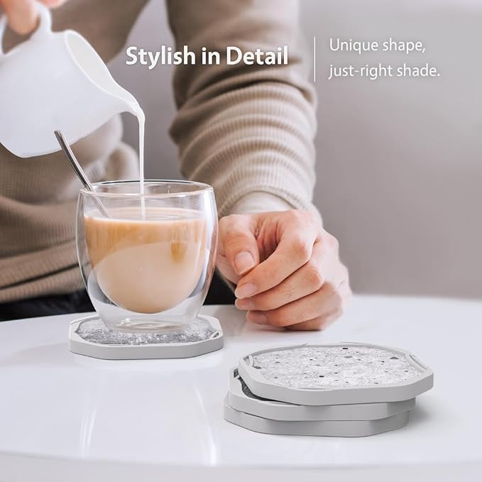 UMIRRO Absorbent Felt & Silicone Drink Coasters Set of 6 - Image 2