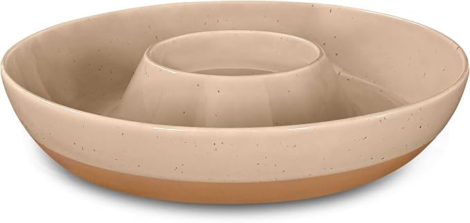 Mora Ceramic Chips and Dip Serving Tray: Large Divided Party Bowl Set by MORA