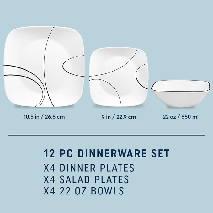 Corelle 18-Piece Service for 6 Dinnerware Set Triple Layer Glass and Chip - Image 6