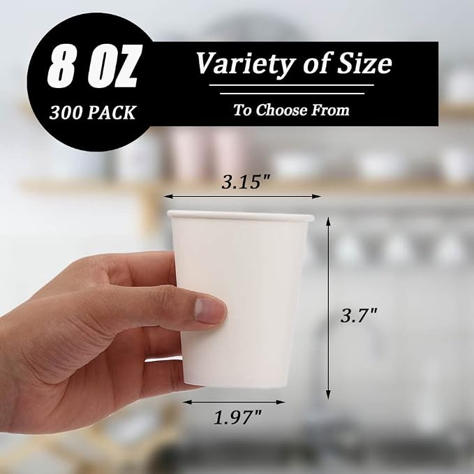 Lamosi 300 Pack Paper Cups 8 oz, Disposable Coffee Cups, Paper Coffee Cups | - Image 2