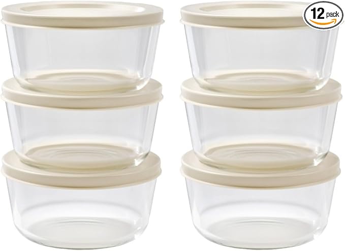 12-Piece Glass Food Storage Containers Set | 2-Cup, Leakproof | Microwave by DuraLiving