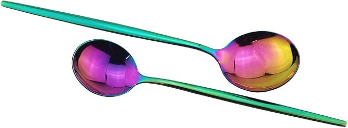 JASHII Shiny Rainbow Silverware Set, 30-Piece Stainless Steel Satin Finish - Image 7