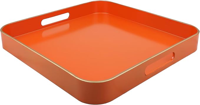 Orange Square Decorative Tray by Omuriko