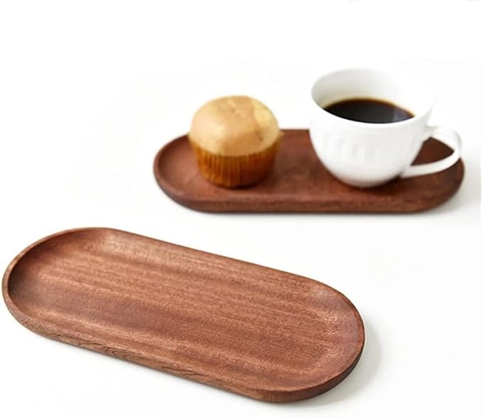 6 Pack Solid Wood Serving Platters and Trays of Natural Wood - Image 4