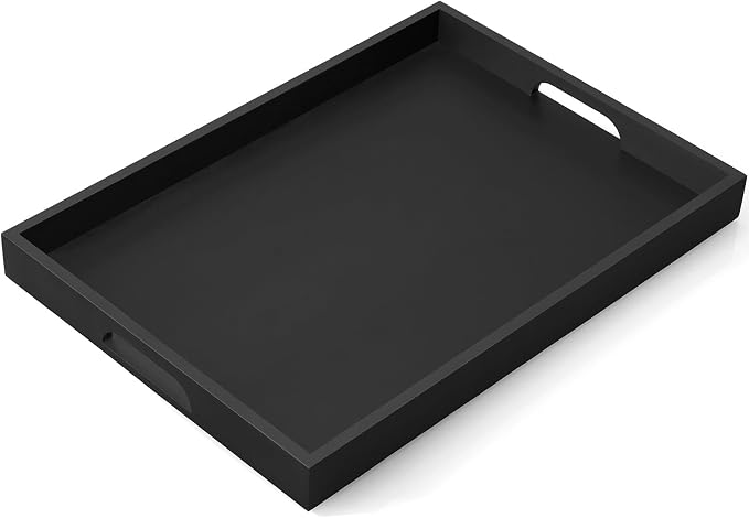 17 Inch Wood Serving Tray with Handles by Unknown