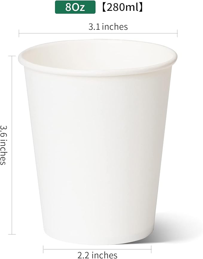 RACETOP 8 oz Disposable Paper Coffee Cups, 1000 Pack | Leak-proof Paper - Image 6