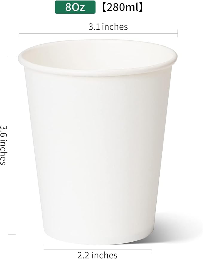 RACETOP 8 oz Disposable Paper Coffee Cups, 1000 Pack | Leak-proof Paper - Image 6