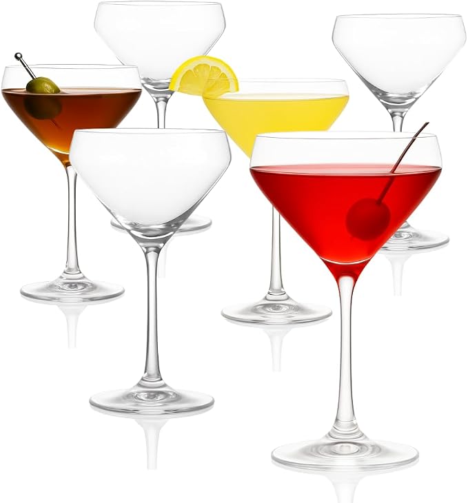 LEMONSODA Hand Blown Nick & Nora Crystal Martini Glasses, Cosmopolitan by LEMONSODA