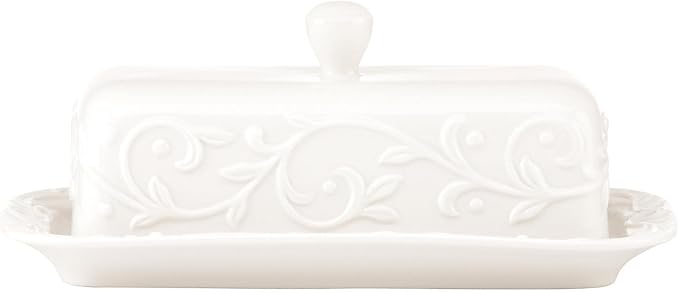 Lenox Opal Innocence Carved Butter Dish by Lenox