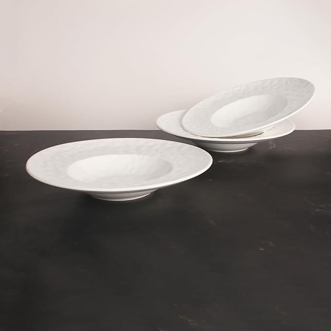 Porcelain Soup Bowls soup Plate Pasta Bowl Set of 4 Shallow Bowl Plates - Image 8