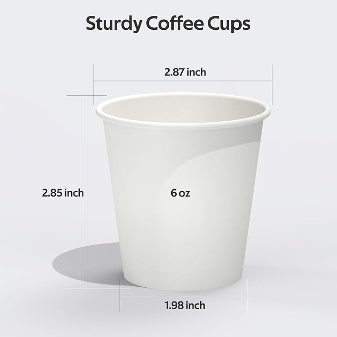 Dealusy 100 Count 6 oz Coffee Cups, Leak-Free Food Safe Paper Cups 6 oz - Image 2