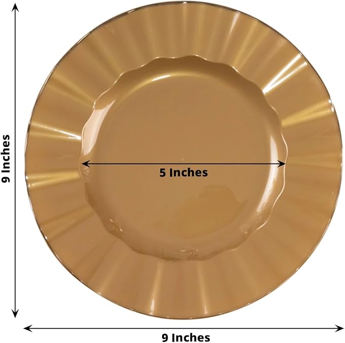 Efavormart 10 Pack | Gold 9" Round Plastic Dessert Salad Plates, Disposable - Image 3