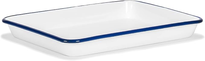 Red Co. 11" x 9" Enamelware Metal Classic 2 Quart Rectangular Serving Tray by RedCo