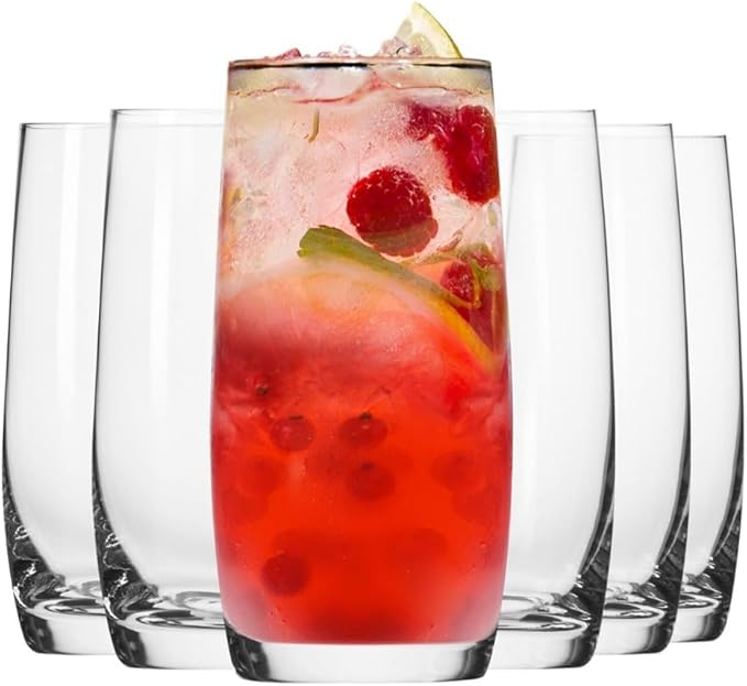 Krosno Blended Long Drink Glasses | Set of 6 | 13.9 oz | Tall Drinking Glasses by Krosno