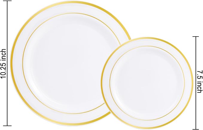 60 Pcs Gold Plastic Plates, Premium Disposable Gold Plates | Gold Rimmed - Image 4