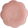 Ceramic Plate, Round Embossed Lace Plate by Eplze