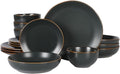 Gibson Home Hazeltine 16-Piece Black Stoneware Dinnerware Set – Plates and Bowls by GibsonHomewares