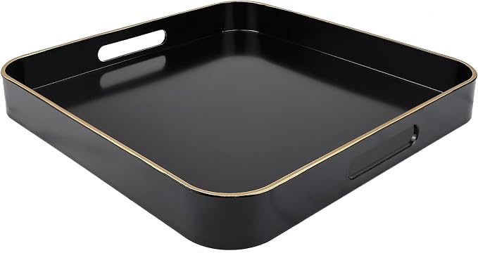 Black Square Decorative Tray by Omuriko