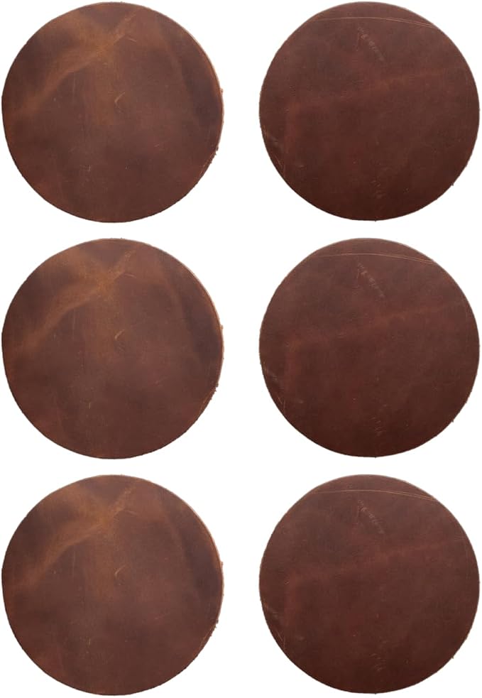 Real Natural Grain Leather Coasters – Durable Non-Slip Distressed Design by TheTanneryNYC