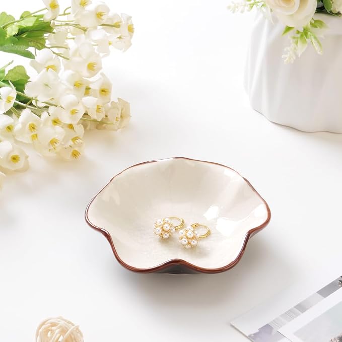 Ice Cracking Leaf Jewelry Dish, Decorative Ring Holder Small Trinket Tray Bowl - Image 5