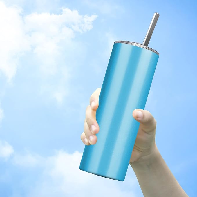 8 Pack Stainless Steel Skinny Tumbler, 20 OZ Double-Insulated Water Tumbler Cup - Image 5