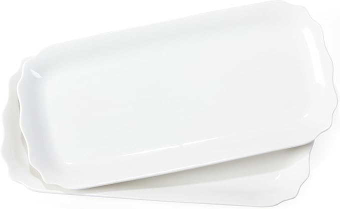 Rectangle White Serving Tray, Elegant Ceramic Tray by fMSDD