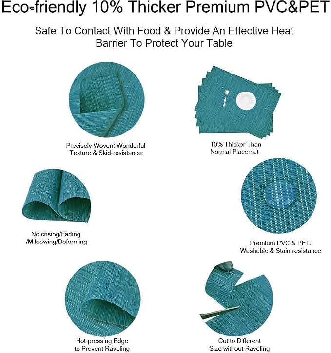 GIVERARE Placemats Set of 4, Heat-Resistant Woven Vinyl Placemat, Non-Slip - Image 3