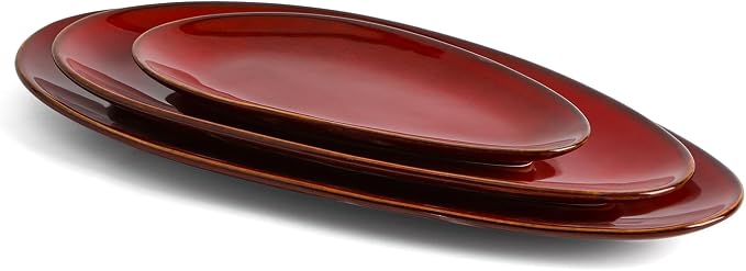 vicrays Large Oval Serving Platters, Stackable Serving Trays Serving Plates by VicraysCeramic