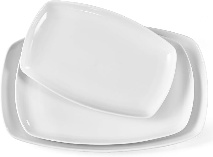 fMBB Large Serving Platter Set of 3, 16/14/12 Inch Porcelain Rectangular by fMBB