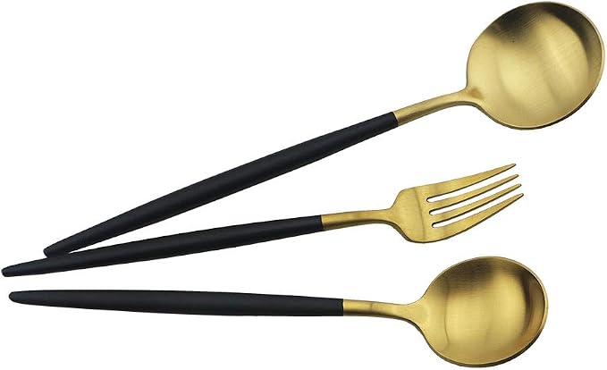 JASHII Luxury Black Gold Flatware, 20-piece Elegant Cute 18/10 Stainless Steel - Image 6