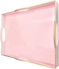 Pink Serving Tray with 4 Handles, Plastic Decorative Tray by Umisriro