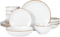 Gibson Home Hazeltine 16-Piece White Stoneware Dinnerware Set – Plates and Bowls by GibsonHomewares