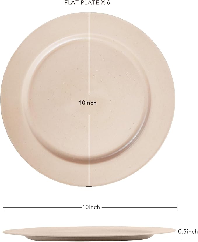 10inch/6pcs Dishwasher & Microwave Safe Wheat Straw Plates, Alternative - Image 2