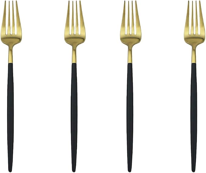Black Gold Flatware, Royal 4 Piece Matte Black Handle 18/10 Stainless Steel by Unknown