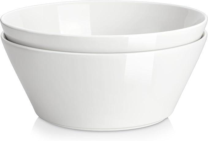 MALACASA 105 OZ Large Serving Bowls Ceramic Salad Soup Bowls Set of 2 | Deep by MALACASA