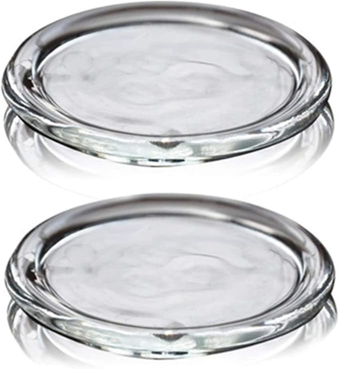 4 Pack Glass Candle Holder 4" Clear Beautiful Transparent Round Candle Plate… - Image 2