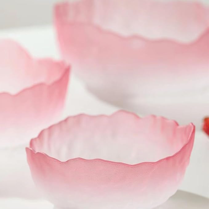 Glass Bowl for Salad Candy Fruit Serving, Decorative Bowl, Dish-Pink 6.5" | - Image 3
