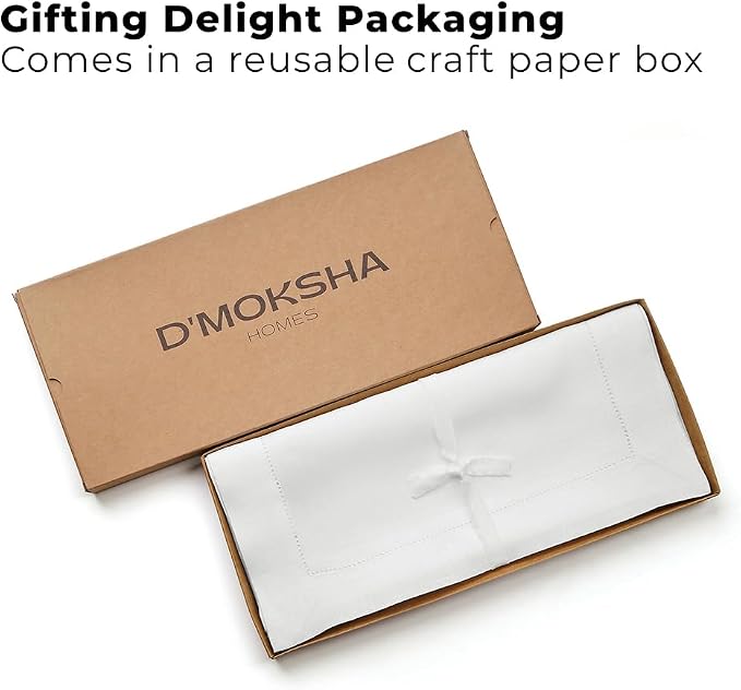 Signature Linen™ by D'Moksha White Table Runner 108 Inches Long, 100% Pure Linen - Image 4