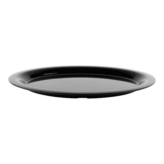 GET 13 1/2" x 10 1/4" Black Oval Melamine Dinner Plate | Dishwasher safe - Image 3