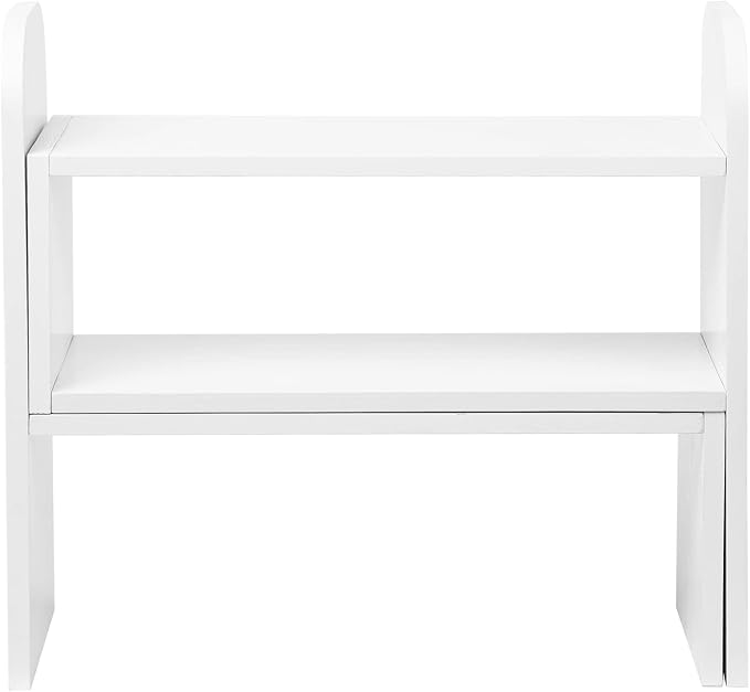 Desktop Adjustable Natural Wood Book Shelf Organizer Office Storage Rack - Image 5