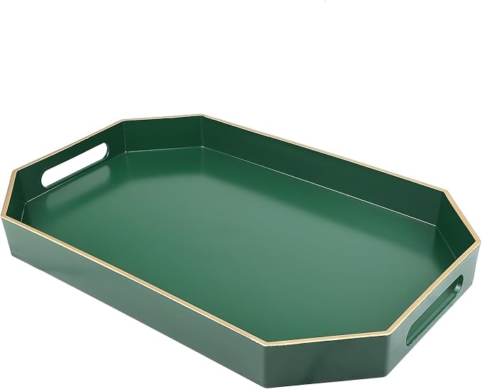 Green Decorative Tray with Handles, Versatile Serving Tray by Omuriko