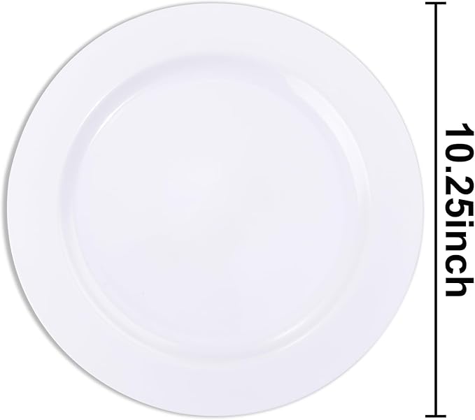 bUCLA 30PCS White Plastic Dinner Plates Disposable - Image 2