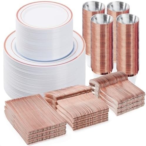 BESTVIP 600PCS Rose Gold Dinnerware Set by Bestvip